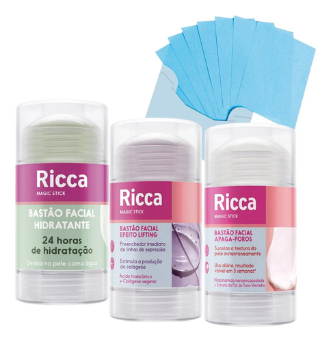 Bastão Facial Hidratante Apaga Poros Efeito Lifting Ricca