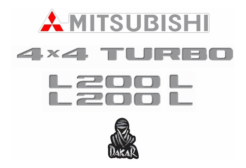 Kit Adesivo Mitsubishi Resinado L200 L 4x4 Turbo Pj015 Fgc