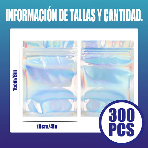 300 Sacos Plásticos Iridescentes Holográficos Resseláveis 10