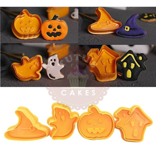 Set X4 Cortantes De Halloween Galletas Fondant Cookies