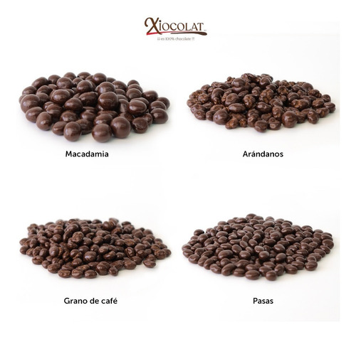 Xiocolat Semiamargo Macadamia, Arándano, Café, Pasa(4bolsas)