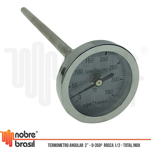 Termômetro Inox Haste Grande 20cm 350ºc Agt