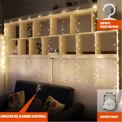 Imagen 7 de 10 de Cortina De Luces Vintage 3x3m . Alambre Microled 300leds