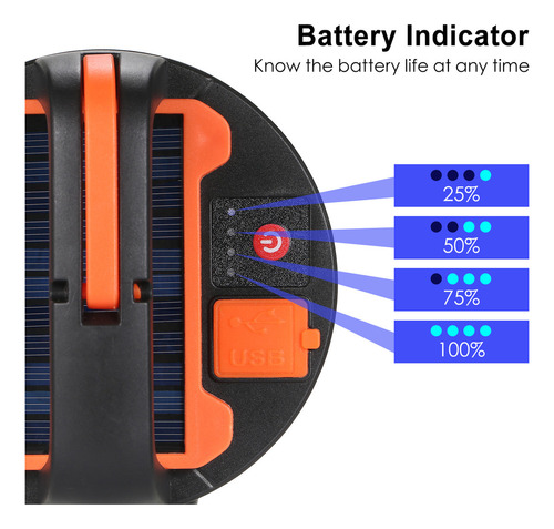 // Lámpara Camping Solar Led Recargable Colgante Emergencia