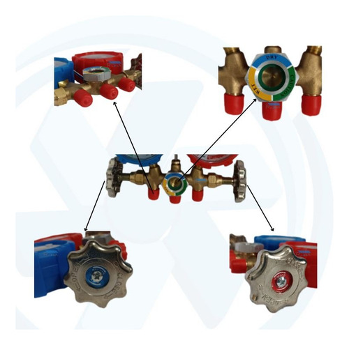 Manifold De Bronce Para R134, R507, R404 Y R410 Marca Gb