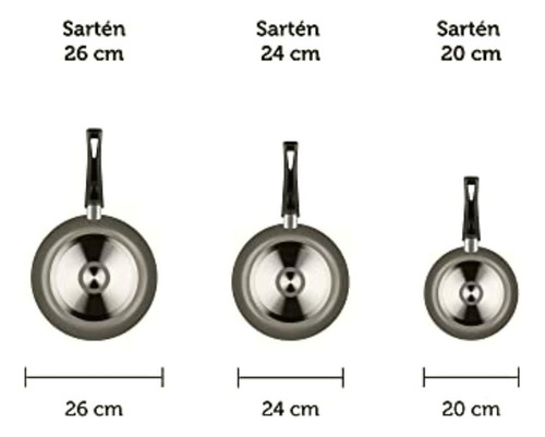 Select By Ekco Juego De Sartenes De 3 Piezas (20, 24 Y 26
