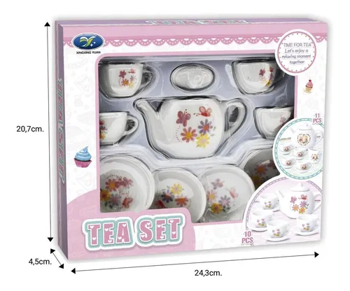 Juego De Té Para Niña Juguete 10 Piezas Simil Porcelana