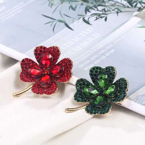 Broche Con Hojas Rojas, Solapa Rosa, Bufanda, Ropa, Ramillet