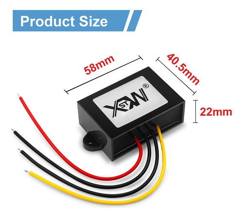 Conversor De Energia Xwst Dc 12v Para 24v 3a 72w Impermeável
