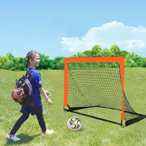 Rede De Futebol Gol Dobrável Duplo P/ Infantil Portátil Cor Preto