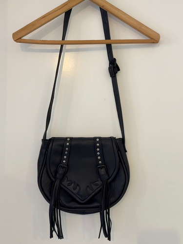 Cartera Katakali Cuero Auténtico Negro Lisa Plateado Negro (Usado)