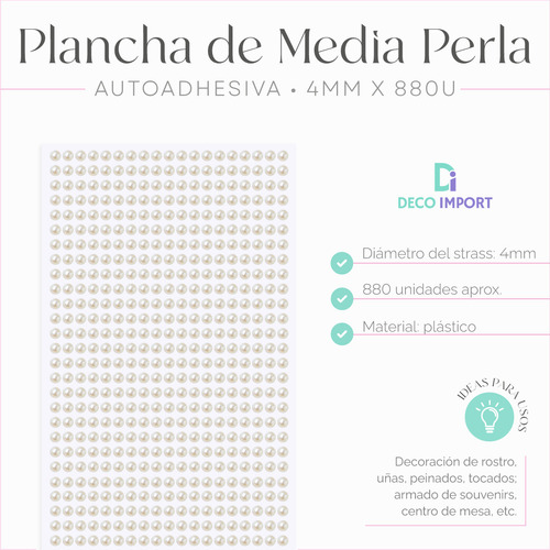 Media Perla Autoadhesiva 4 Mm X 880 Unidades