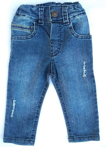 Pantalón Tiki Jeans Con Roturas Bebé Infantil Talles 0 Al 3