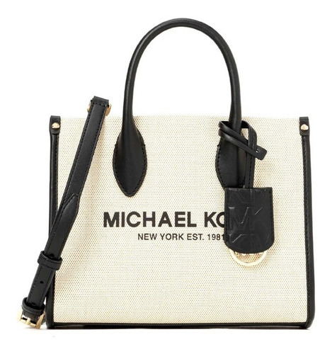 Bolsa Small Shopper Mirella Michael Kors 35s2g7zc5c Vainilla Acabado De Los Herrajes Dorado Color Negro