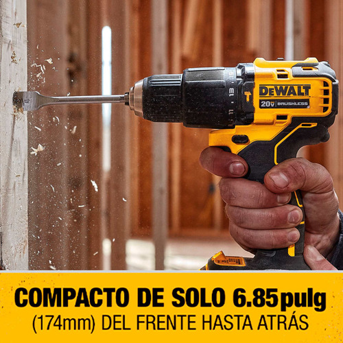 Taladro Percutor Atomic 1/2' 20v + 2 Bat Dewalt Dcd709d2-b2 Color Amarillo