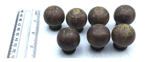 Vintage Lot Of 7 Wooden Threaded Finale / Knob / Pull, B Aac