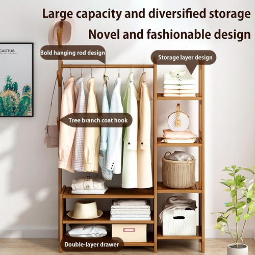 Ctrevl Wooden Clothes Rack Clothing Rack With Shelf And Hook