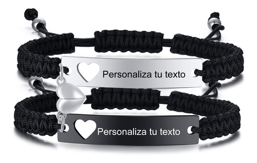 Pulsera Trenzada Personalizada Para Parejas, Palabras De Nom