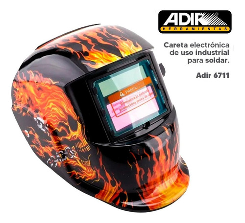 Careta Electrónica Soldar Uso Industrial Skull Adir 6711 Color Negro