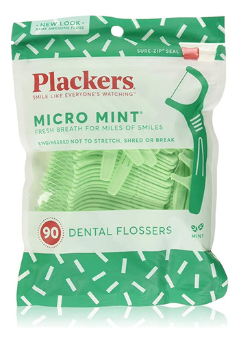 Hilo Dental De Menta Plackers Micro Mint Para Un Aliento Fr.