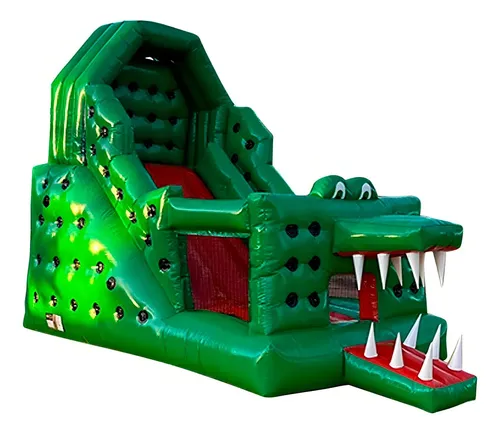 Tobogã Premium Jacaré Top C/ Motor - Brinquedo Inflável Mami Cor Verde- escuro | Parcelamento sem juros
