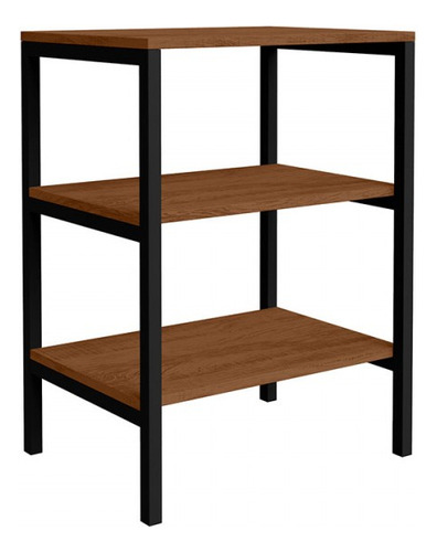 Estante Para Livros Slim 2 Prateleiras Preto/canela Rústico Cor Marrom
