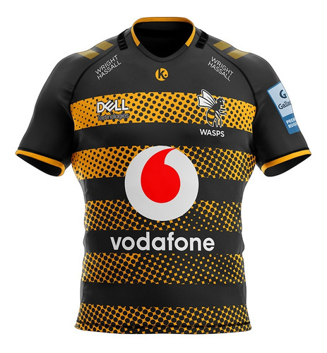 Camiseta Rugby Kapho London Wasps Black Premiership Niños