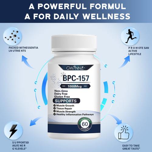 Gwynne Cápsulas De Péptidos Bpc-157 1000mcg De Alta Potencia Para La Recuperación Muscular Y Del Ejercicio, Recuperación Acelerada Y Curación Intestinal 60 Cápsulas