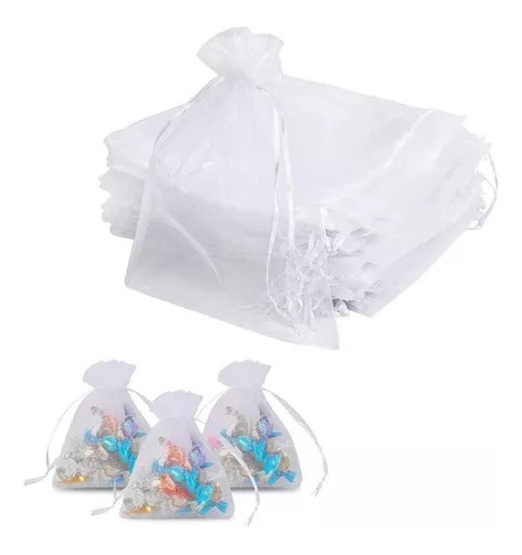 100 Bolsas De Organza 9x7 Cm Para Joyas O Regalo Exhibidor