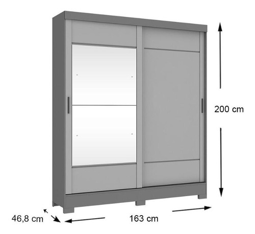 Guarda Roupa 2ptas Correr 2gavs C/esp B74 Duna/cristal-henn