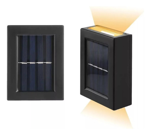 Kit 2 Arandela Luminária Luz Solar Led Parede Jardim Escada Cor Preto 110v/220v