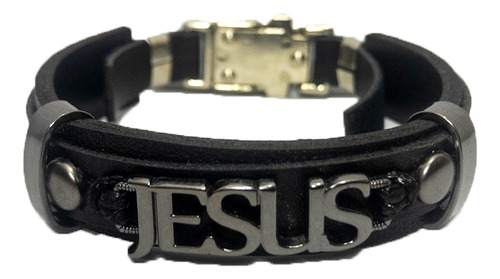 Pulseira De Couro Jesus Verniz Social Gospel Regulável