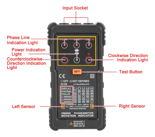 Comprobador De Dirección De Motor Peakmeter Pm5900 Portátil