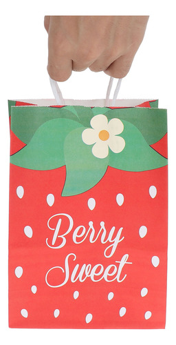 12 Bolsas De Regalo De Fiesta Con Forma De Fresa Con Asas St