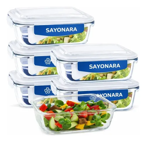 Kit 6 Potes De Vidro Hermético 640ml Marmita Tampa Vedação Transparente