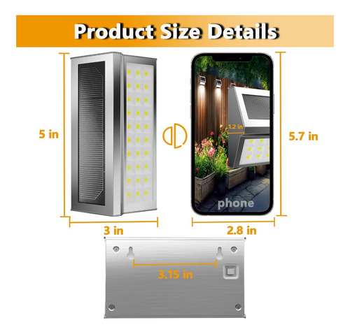 10 Lamparas Solar Pared Exterior Acero Inoxidable Moongege®