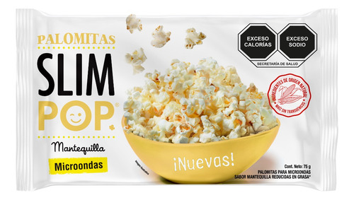 Palomitas de maíz Slim Pop en 12 cajasMicroondas sabormantequilla pack por 3 unidades de 75g