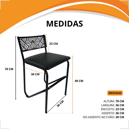Kit 3 Cadeiras Bancos Baixas Bistrô Lanchonete