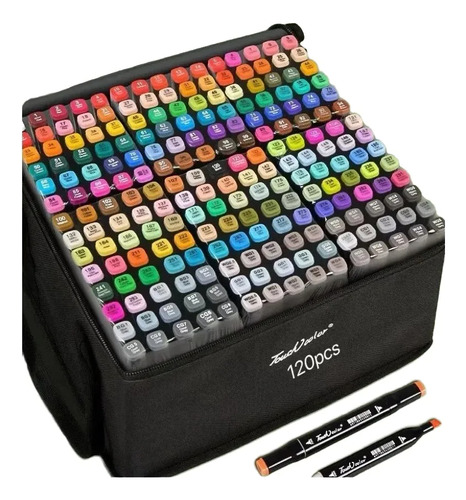 De Kit Caneta Touch 120 Cores Profissional Ponta Dupla C/