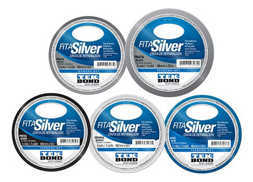 Fita Silver Super Tape Forte Prata Branca Preta Azul 48mmx5m