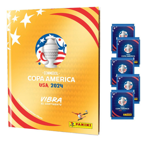 Álbum Tapa Dura Oro + 5 Sobres Copa América Usa 2024