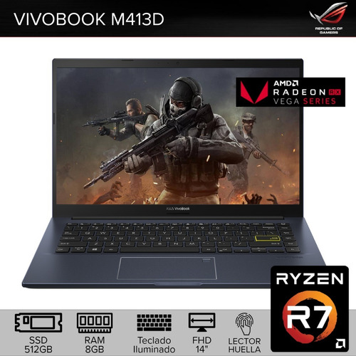 Imagen 1 de 8 de Remate! Asus Vivobook Ryzen7 Radeon Vega10 Ssd 512gb Ram 8gb