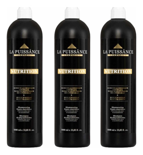 La Puissance Shampoo Argan Nutritivo E Hidratante De 1l X3u