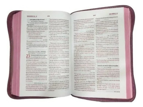 Biblia Grande Cristiana Reina Valera 1960 Estuche con cierre Fucsia Letra grande de 12 Puntos Canto Rosado editorial Sociedad Bíblica tapa blanda en español