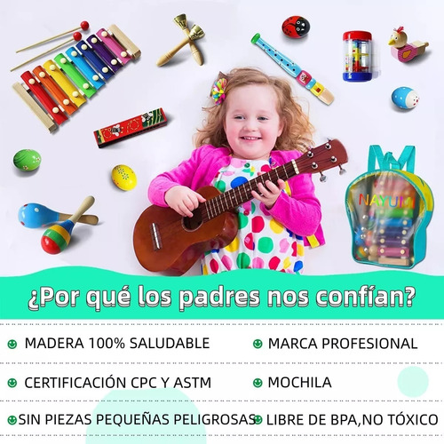 Instrumentos Musicales Percusión De Madera Para Niños 22pcs