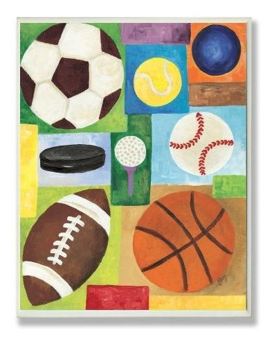 The Kids Room By Stupell Multi-sport Rectangle Wall Plaque,