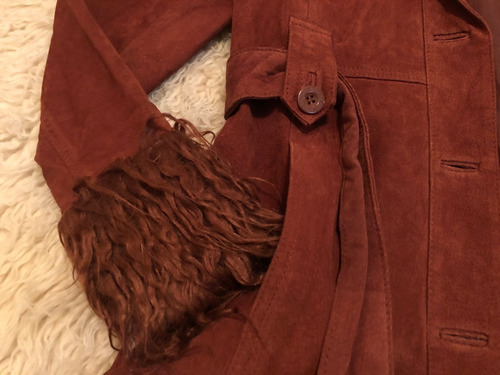 Tapado Largo Forever 21 Cuero Oveja Y Capucha Piel T Uma