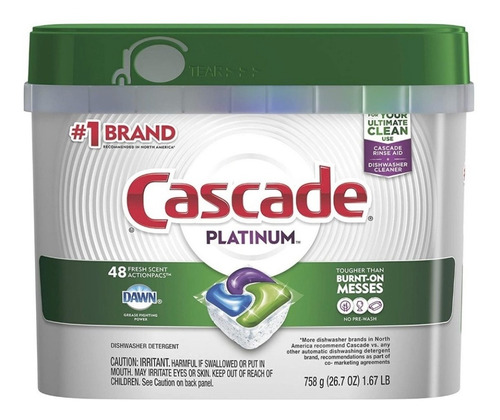 Cascade Platinum Actionpacs Detergente Lavavajillas 48 Pz