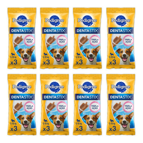 Kit Com 8 Dentastix Pedigree Petiscos Para Cães Pequenos