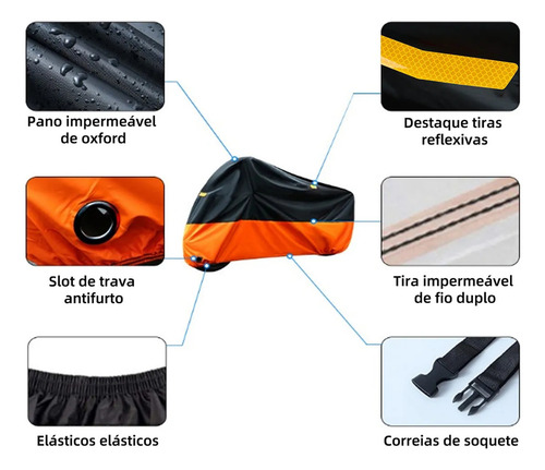 Funda Impermeable Para Motocicleta Engrosada Con Capa De Pu, Hebilla De Bloqueo Antirrobo Y Pegatina Reflectante XL